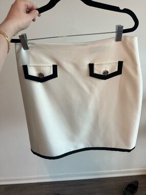 Karl Lagerfeld White Skirt with Black Trim